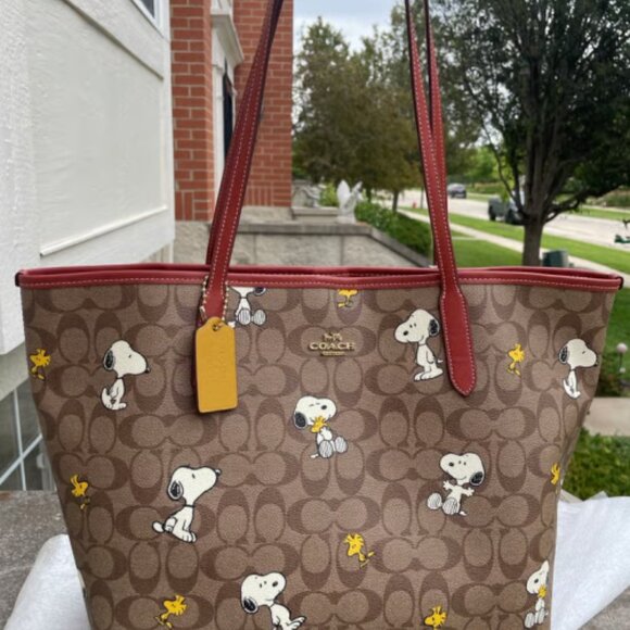 Coach Handbags - COACH X PEANUTS CITY TOTE IN SIGNATURE CANVAS WITH SNOOPY